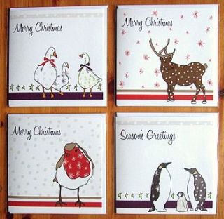 mix and match pack of four christmas cards by greetings cards by natalie turner