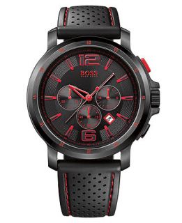 Hugo Boss Watch, Mens Chronograph Black Perforated Rubber Strap 1512597   Watches   Jewelry & Watches