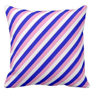 Pink Blue White Stripe Pattern Pillow