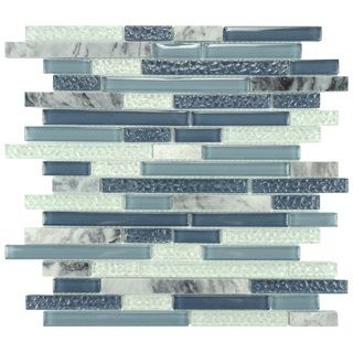SomerTile 11.625x11.75 in Reflections Piano Gulf Glass and Stone Mosaic Tile (Pack of 10) Somertile Wall Tiles