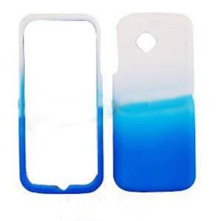 RUBBER COATED HARD CASE FOR LG VM 101 / LG102 RUBBERIZED TWO COLOR WHITE BLUE Cell Phones & Accessories