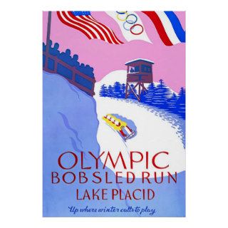 Olympic Bobsled Run ~ Lake Placid ~ Vintage Poster