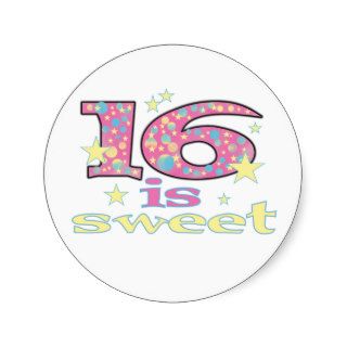 16 is Sweet Round Sticker