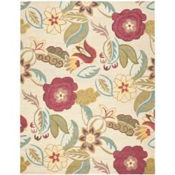 Handmade Blossom Paisley Beige Wool Rug (8'9 x 12') Safavieh 7x9   10x14 Rugs