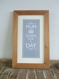 'mum queen for a day' print by jg artwork