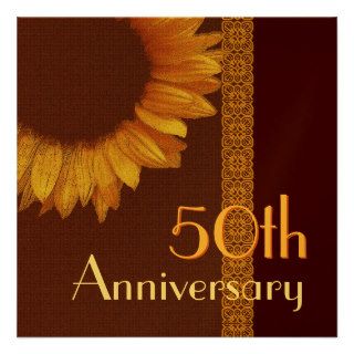 50th Anniversary Invitation   Gold Sunflowr