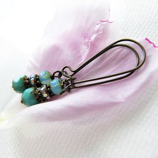 turquoise bead earrings by artique boutique