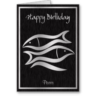 Happy Birthday Pisces Elegant Horoscope Greeting Card