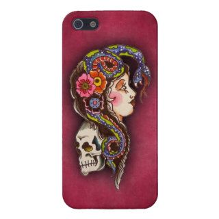 Day Of The Dead Skull Snake Flowers Tattoo iPhone 5/5S Case