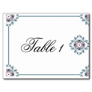 Floral Medallion in Teal and Rose Table Number Postcard