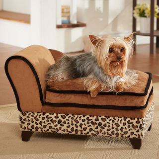 Enchanted Home Pet Ultra Plush Leopard Storage Bed Pet Sofas & Furniture