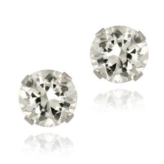Glitzy Rocks Sterling Silver 2 1/10ct TGW 6mm White Topaz Stud Earrings Glitzy Rocks Gemstone Earrings