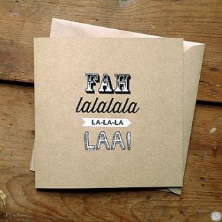 'falala' design craft christmas card by handmade by if