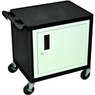 Luxor Utility Cart with Locking Steel Cabinet — 400-Lb. Capacity, 26in.H, Black, Model# LP26C-B  Utility Carts