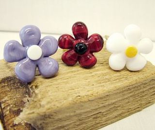 lampwork daisy adjustable ring by the gift box