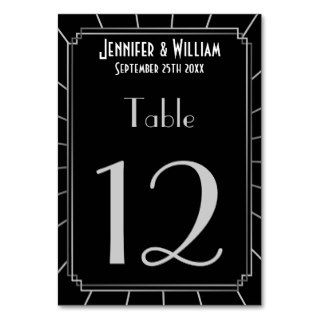 Vintage Art Deco Gatsby Style Wedding Table Number Table Cards