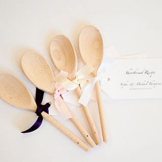 wooden spoons with recipe tag favours by twenty seven