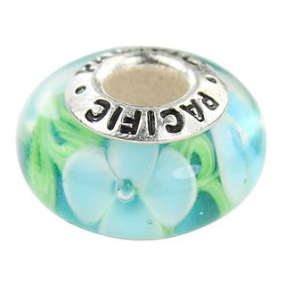 Silver Overlay 'Flower Garden' Murano style Glass Bead West Coast Jewelry Loose Beads & Stones