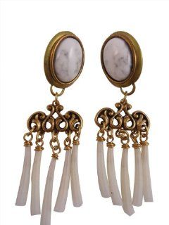 Jan Michaels Antique Brass and Howlite Earrings Jan Michaels Jewelry