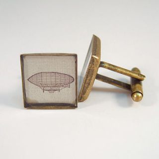 steampunk antique bronze square cufflinks by made by peggy