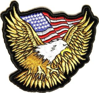 Gold Eagle Patch with US Flag Small, 3.5x3.5 inch, small embroidered iron on patch