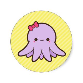 Cute Kawaii Octopus Round Sticker