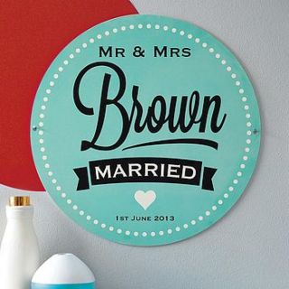 personalised hanging wedding sign by delightful living