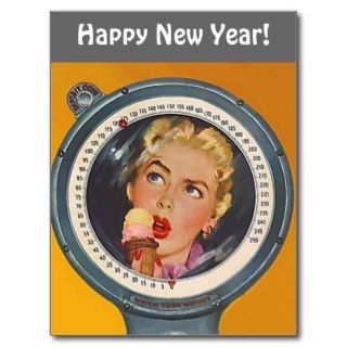 Vintage Postcard Happy New Year Weight Resolution
