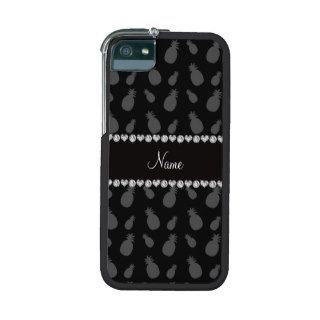 Personalized name black pineapple pattern iPhone 5/5S cases