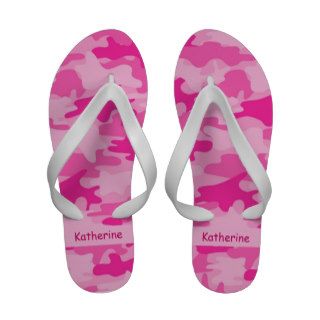 Pink Camo Camouflage Name Personalized Flip Flops