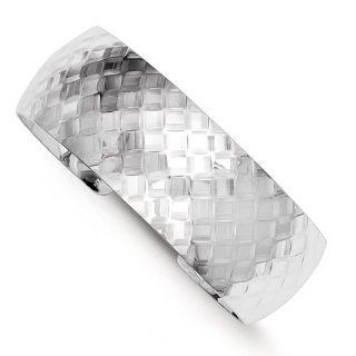 Sterling Silver Checkered Domed Cuff Bracelet Jewelry