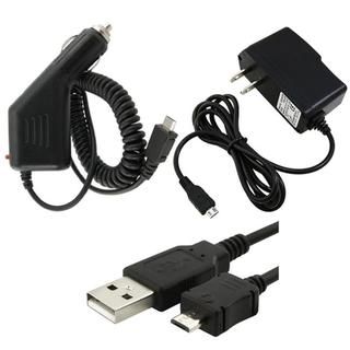 3 piece Micro USB Cable/ Car and Travel Charger for HTC HD7/ HD3 Eforcity Cell Phone Chargers