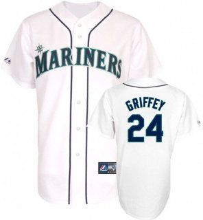 Ken Griffey Jr. Jersey Adult Majestic Home White Replica #24 Seattle Mariners Jersey  Sports Fan Jerseys  Sports & Outdoors
