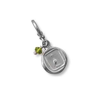 Dove Charm with Peridot Peace Bead Sterling Silver   Victorian Wax Seal Collection Jewelry