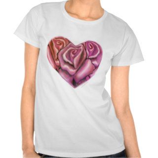 Pink Rose Heart T shirts