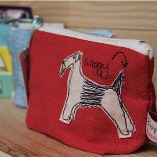 embroidered little make up bag dog by poppy treffry