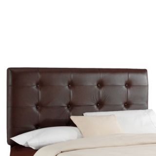 Button Tufted Leather Headboard   Brown