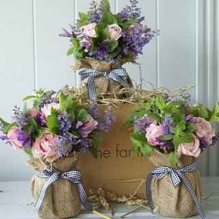 english scented rose posies with vases by the artisan dried flower company