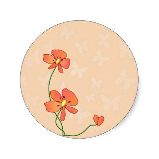 Adorable butterflies  and flowers round stickers
