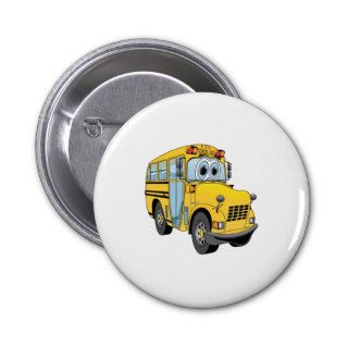 Cartoon School Bus Pinback Button