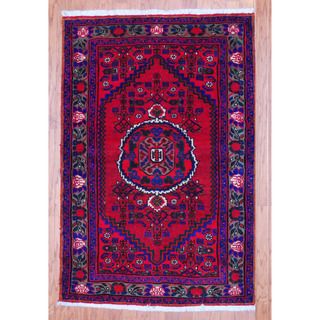Persian Hand knotted Tribal Hamadan Red/ Burgundy Wool Rug (3'6 x 5'2) 3x5   4x6 Rugs