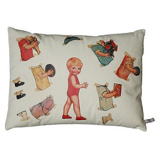 leo vintage paper doll cushion by chocolate creative home accessories