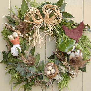spring door wreath   natural by velvet brown