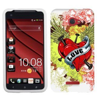 HTC DROID DNA Love Heart Tatto on White Cover Case Cell Phones & Accessories