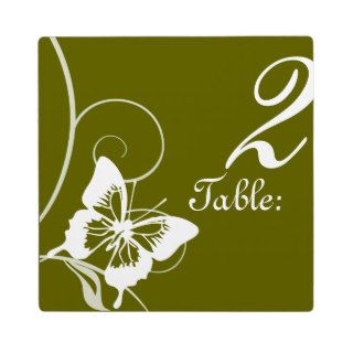 White and Green Butterfly Wedding Table Number Display Plaque