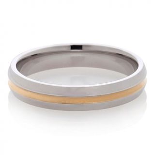 Stainless Steel Two Tone Grooved Wedding Ring   4mm
