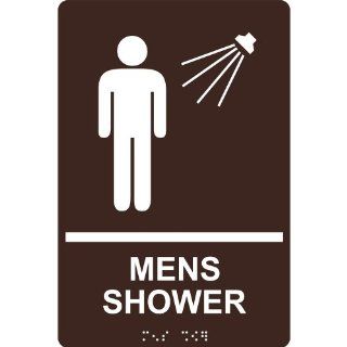 ADA Mens Shower Braille Sign RRE 14808 WHTonDKBN Wayfinding  Business And Store Signs 