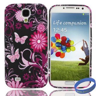 Iwotou Flower Series   Butterflies and Flowers Durable Flexible TPU Gel Case Cover for Samsung Galaxy S4 i9500 + Free Accessories Cell Phones & Accessories