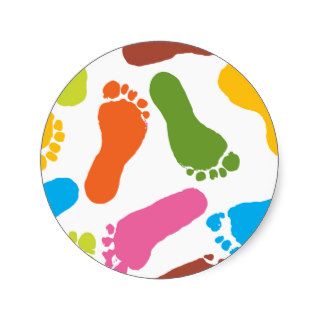 Colorful Bare Footprints Stickers