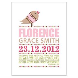 personalised christening print by milly bee